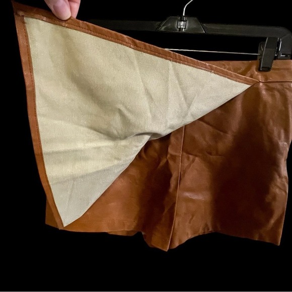 Iris Tan Faux Leather Wrap Mini Skort - Picture 4 of 6
